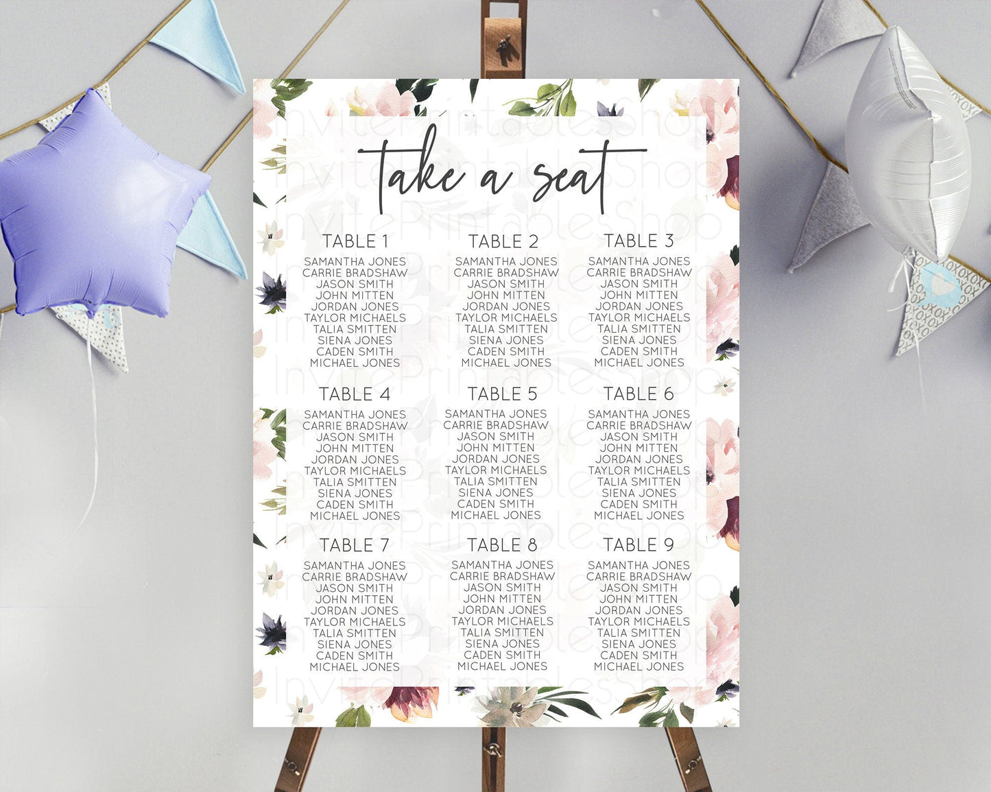 Secret Garden Seating Chart Wildflower Seating Chart Pastel Flowers Seating Chart Enchanted Garden Boho Floral Take A Seat Decor D10538