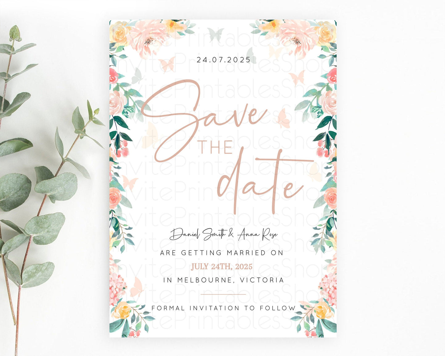 Wildflower Save The Date Template Secret Garden Save The Date Pastel Floral Garden Party Boho Flowers Birthday Baby Shower Wedding D10706