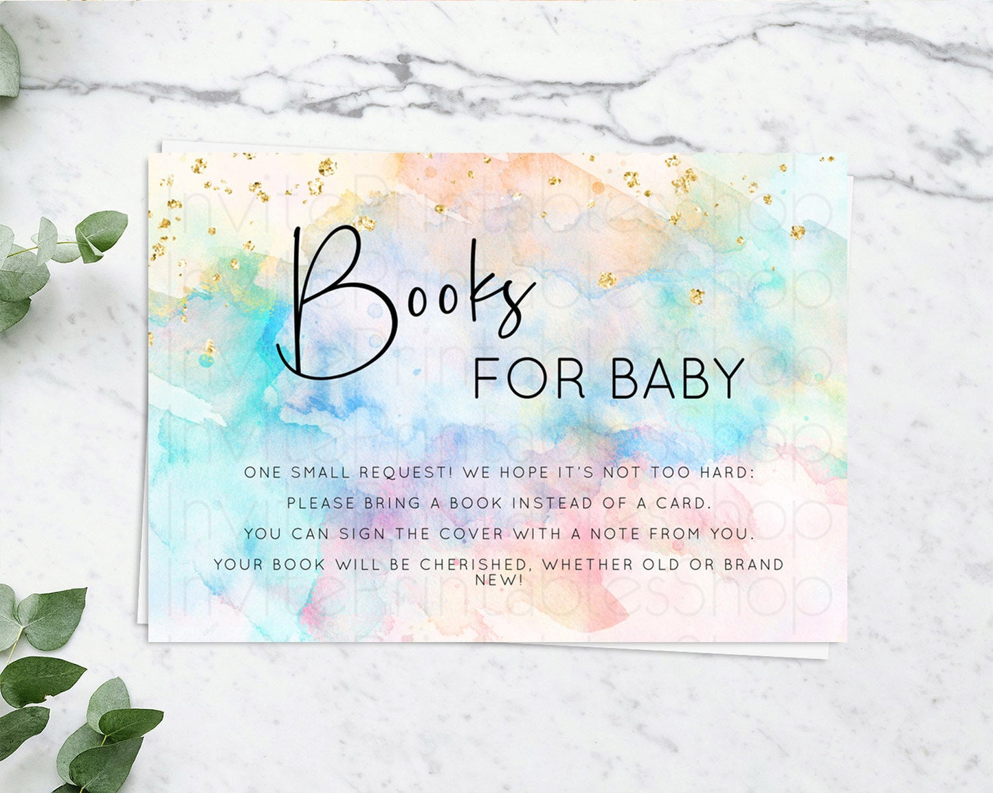 Pastel Books For Baby Card Pastel Rainbow Book Insert Colorful Ombre Watercolor Book Card Confetti Glitter Baby Book Poem Request D10266