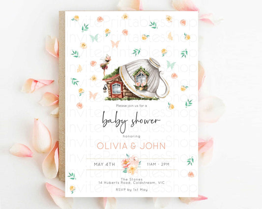 Fairy Baby Shower Invitation Pastel Fairy Invites Fairy Tea Party Fairy Garden Theme Secret Garden Enchanted Garden Floral Butterfly D10383