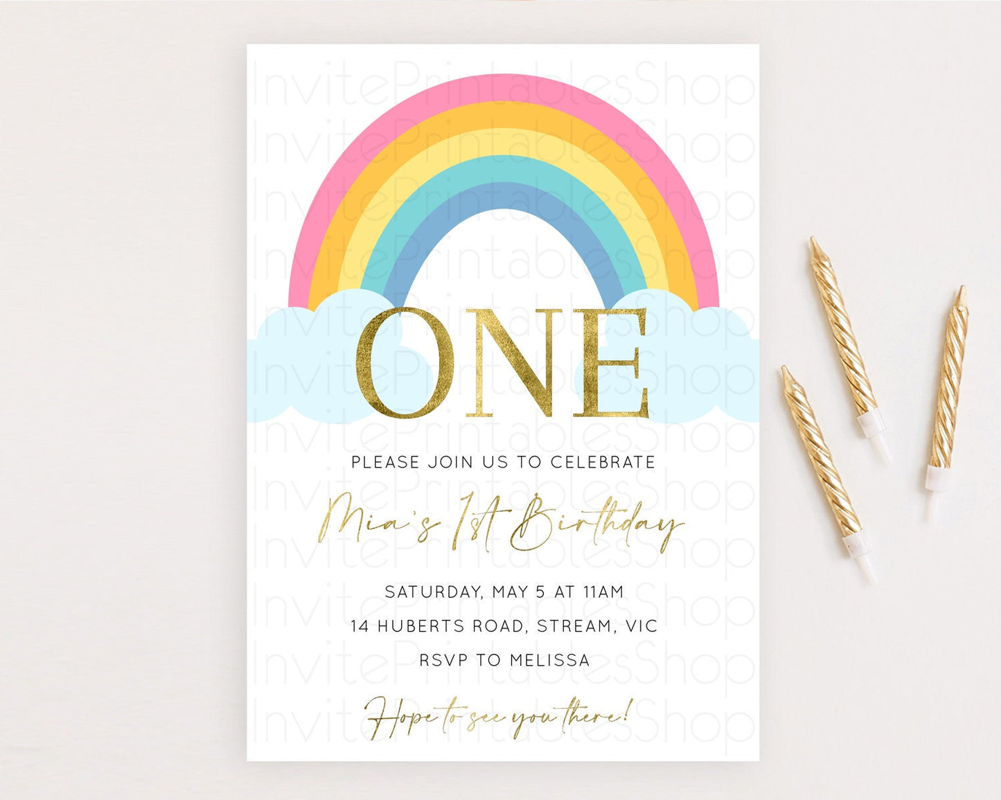 Pastel Rainbow Birthday Invitation Pastel Rainbow Invitation Rainbow Invitation Pastel Invitation Boho Rainbow 1st First Birthday D10211