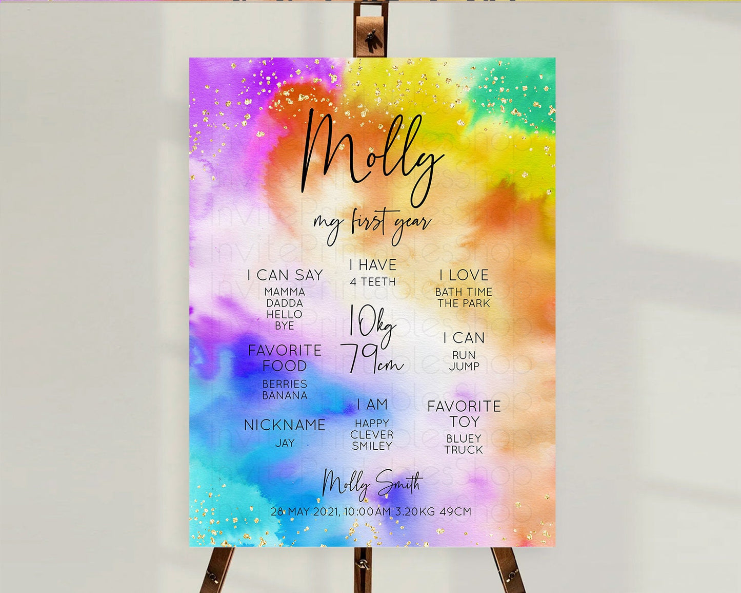 Tie Dye Milestone Board Rainbow First Birthday Milestone Poster Pastel Milestone Colorful Milestone Board Pastel Rainbow Birthday D10530