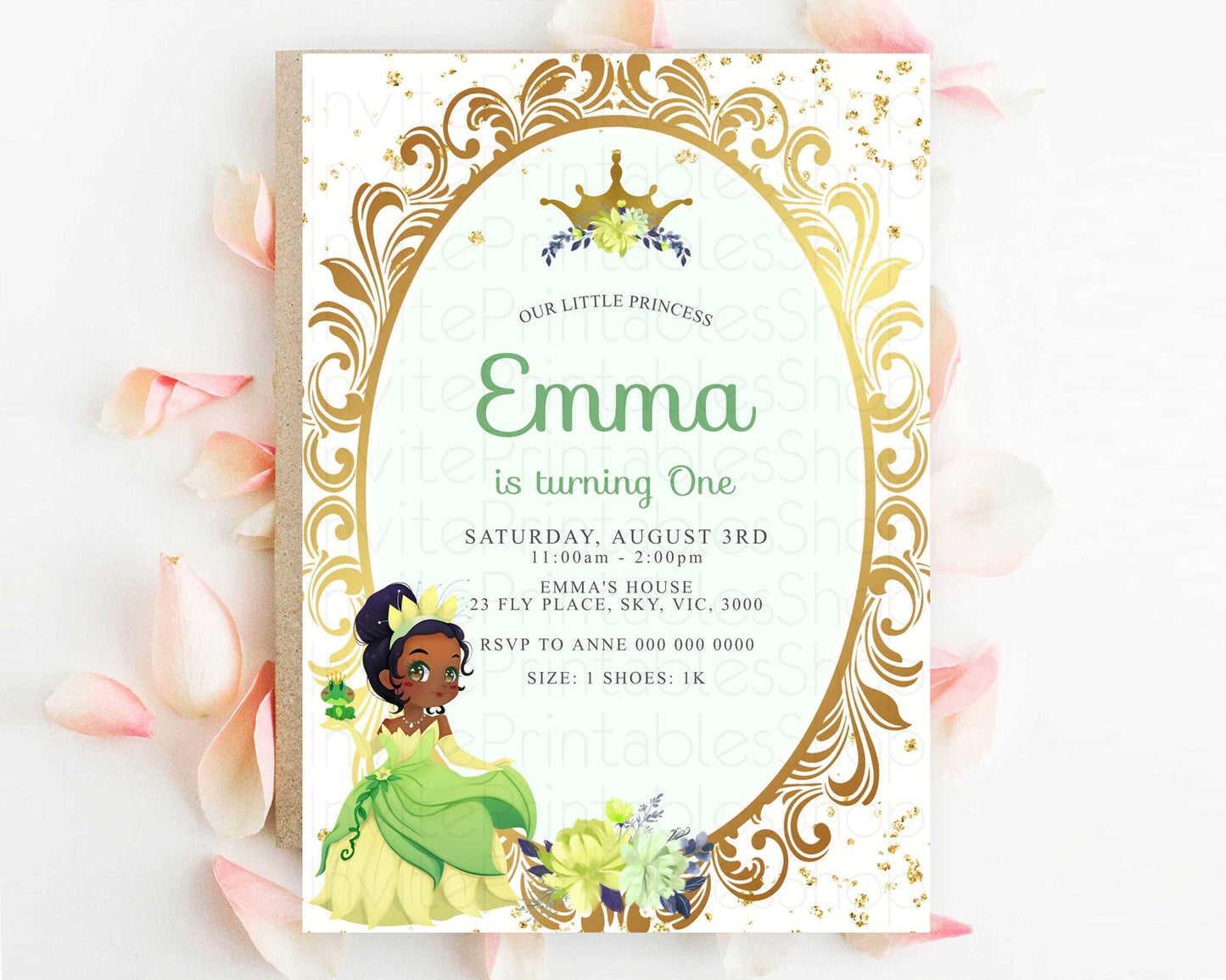Princess Birthday Invitation Castle Invitation Royal Birthday Fairy Tale Enchanted Mirror Pastel Floral Garden 1st First Birthday D10131