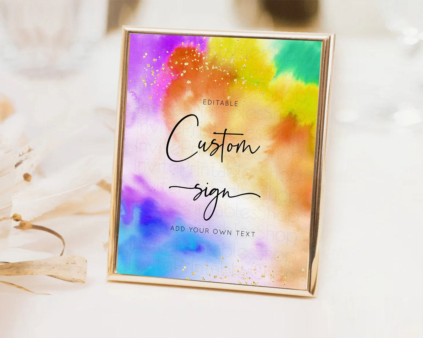 Tie Dye Sign Ombre Table Sign Decor Rainbow Pastel Ombre Watercolor Party 1st Birthday Baptism Baby Shower Bridal Shower Wedding D10530