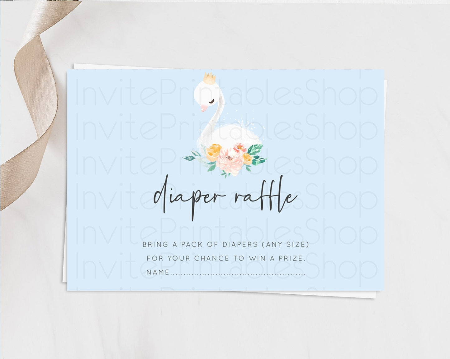 Swan Diaper Raffle Card Swan Princess Ballet Diaper Raffle Insert Enchanted Swan Lake Diaper Ticket Secret Garden Floral Raffle Game D10903