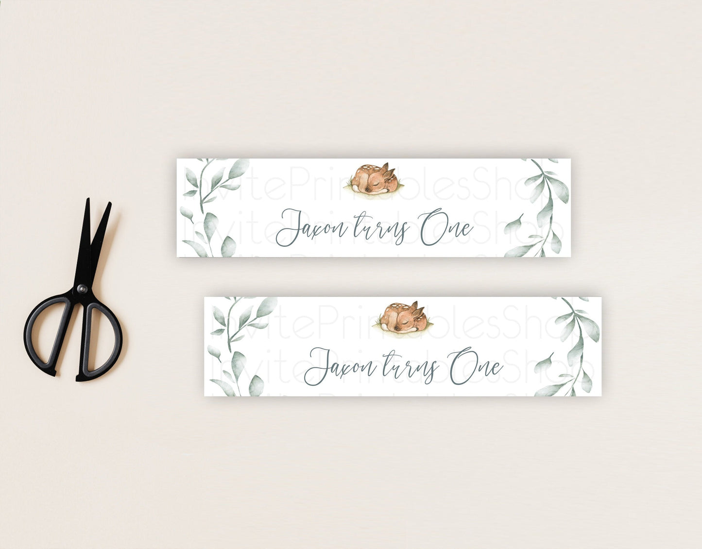 Fawn Deer Water Label Template Pastel Floral Deer Enchanted Forest Butterfly Party Decor Birthday Baptism Baby Shower Bridal Shower D10935