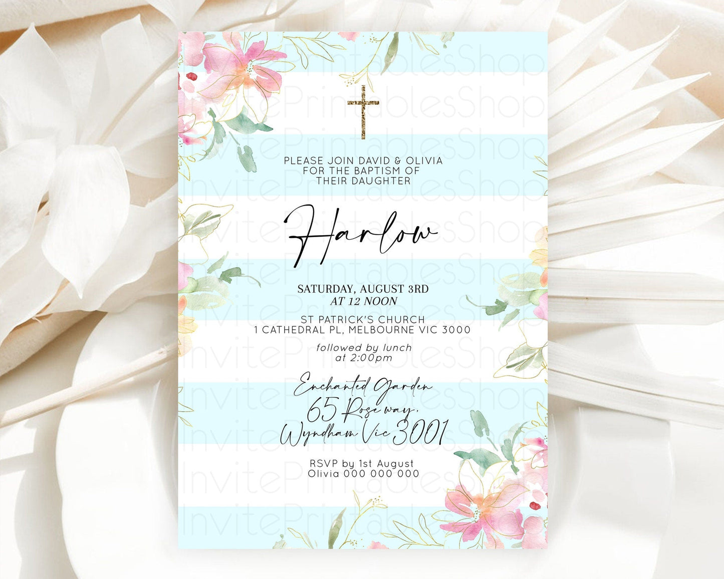 Secret Garden Baptism Invitation Wildflower Baptism Birthday Invite Pastel Flowers Christening Invite Enchanted Garden Boho Floral D10304