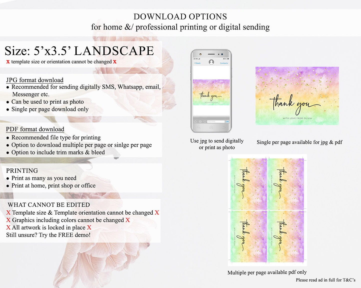 Pastel Thank You Rainbow Thank You Card Colorful Pastel Birthday Thank You Card Confetti Watercolor Pastel Teacher Thank You Cards D10514