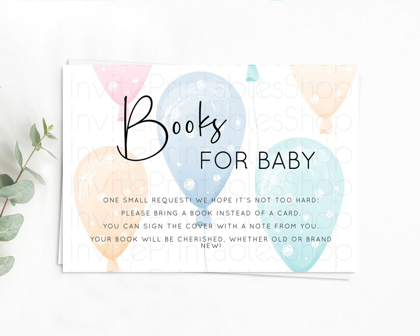 Pastel Balloons Books For Baby Card Colorful Balloon Book Insert Rainbow Balloon Book Card Confetti Balloon Guests Book Poem Request D10776