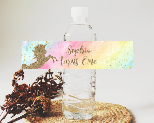 Unicorn Rainbow Water Label Unicorn Unicorn Party Decor Magical unicorn Ombre Watercolor Unicorn Birthday Baptism Baby Shower D10498