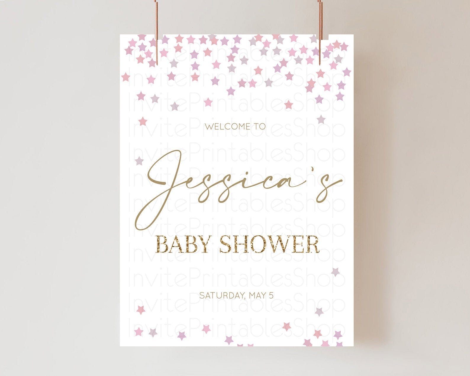 Editable Star Baby Shower Welcome Board Pastel Stars Welcome Sign Shooting S