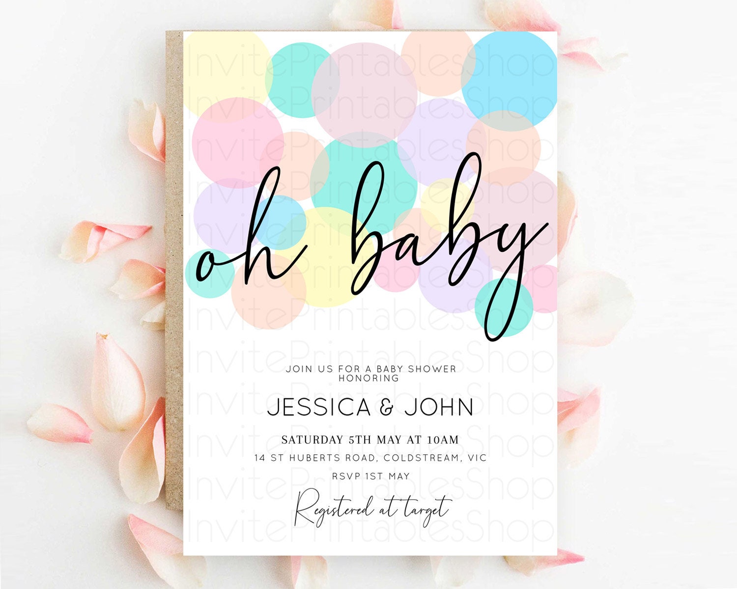 Editable Pastel Rainbow Baby Shower Invitation Pastel Invitation Sprinkles B