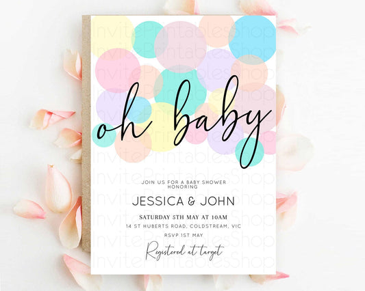Editable Pastel Rainbow Baby Shower Invitation Pastel Invitation Sprinkles B