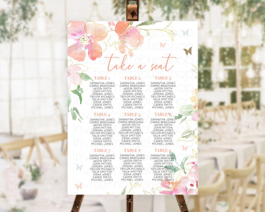 Editable Secret Garden Seating Chart Wildflower Seating Chart Pastel Flowers