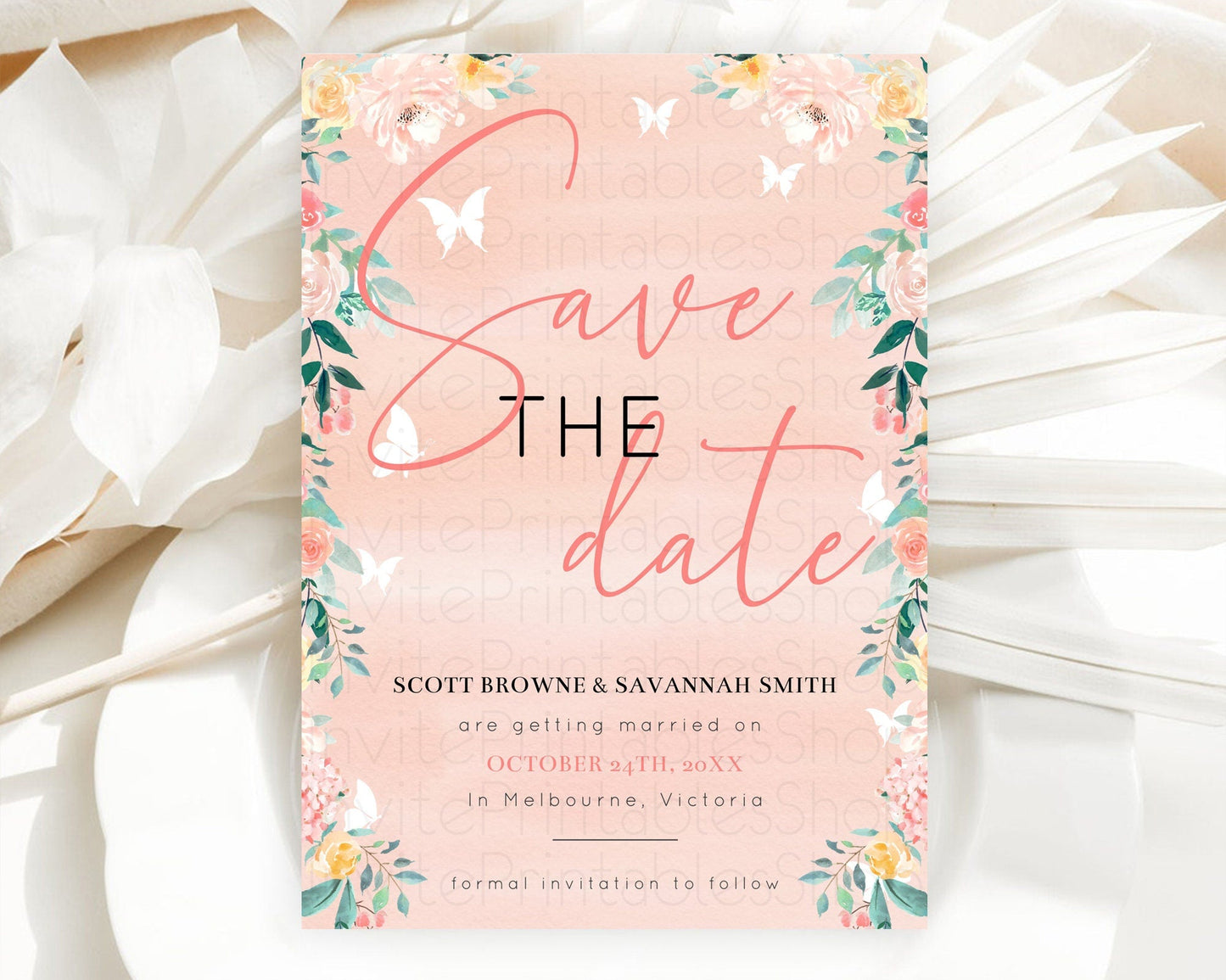 Wildflower Save The Date Template Secret Garden Save The Date Pastel Floral Garden Party Boho Flowers Birthday Baby Shower Wedding D10245