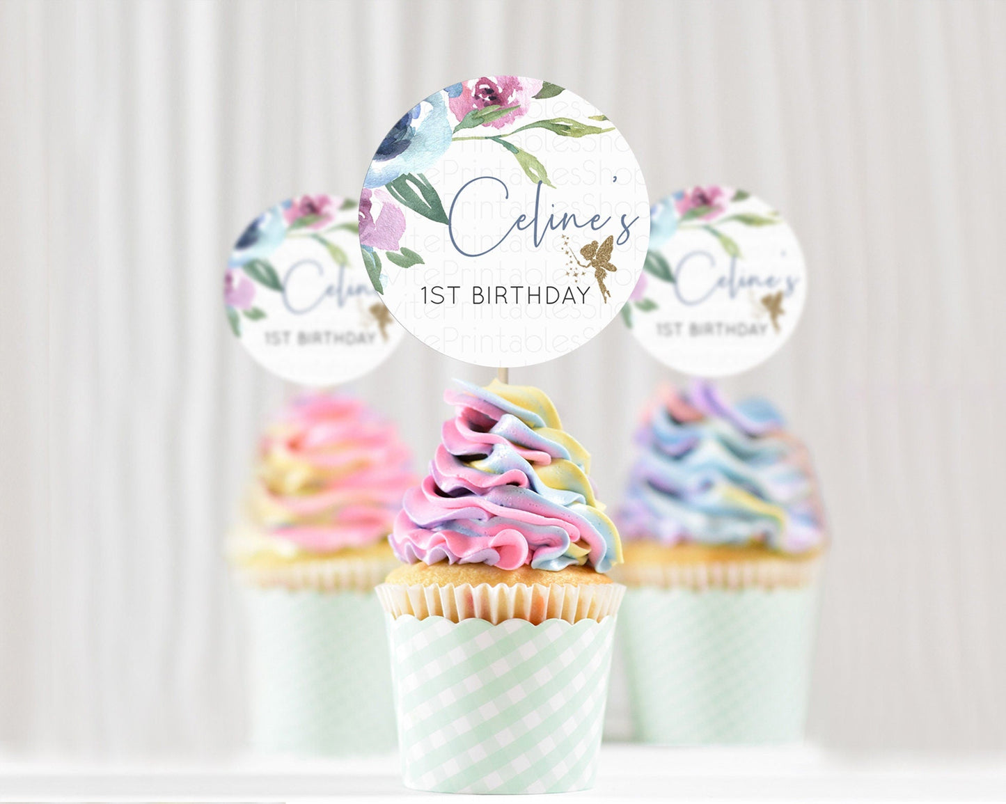 Fairy Cupcake Toppers Pastel Fairy Cupcake Toppers Fairy Floral Garden Cupcake Topper Enchanted Garden Floral Butterfly Party Decor D10188