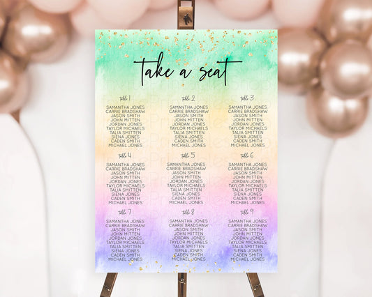 Rainbow Seating Chart Pastel Seating Chart Colorful Pastel Watercolor Seating Sign Ombre Pastel Décor Pastel Take A Seat Sign D10485