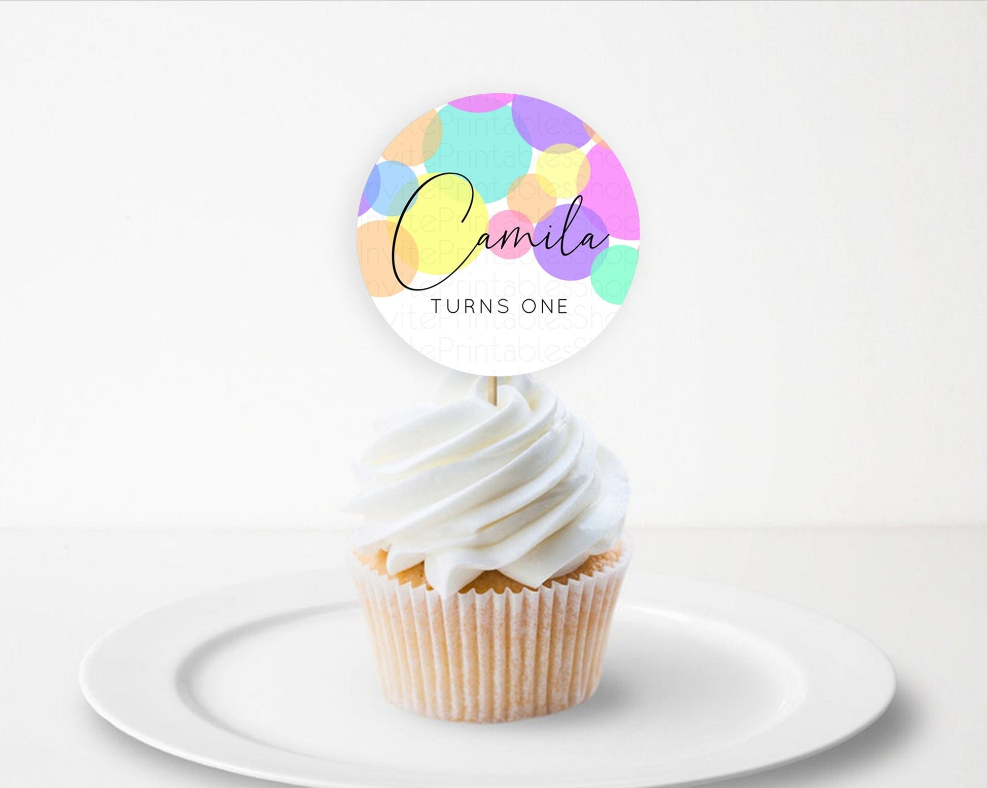 Editable Pastel Cupcake Toppers Pastel Confetti Cupcake Topper Bubbles Sprin
