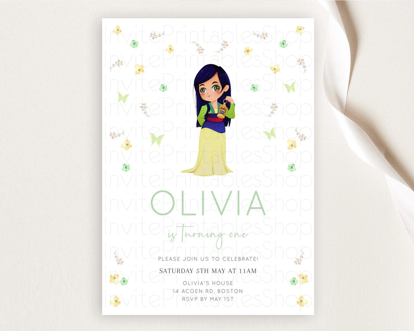 Princess Birthday Invitation Castle Invitation Royal Birthday Fairy Tale Enchanted Castle Pastel Floral Garden 1st First Birthday D10350