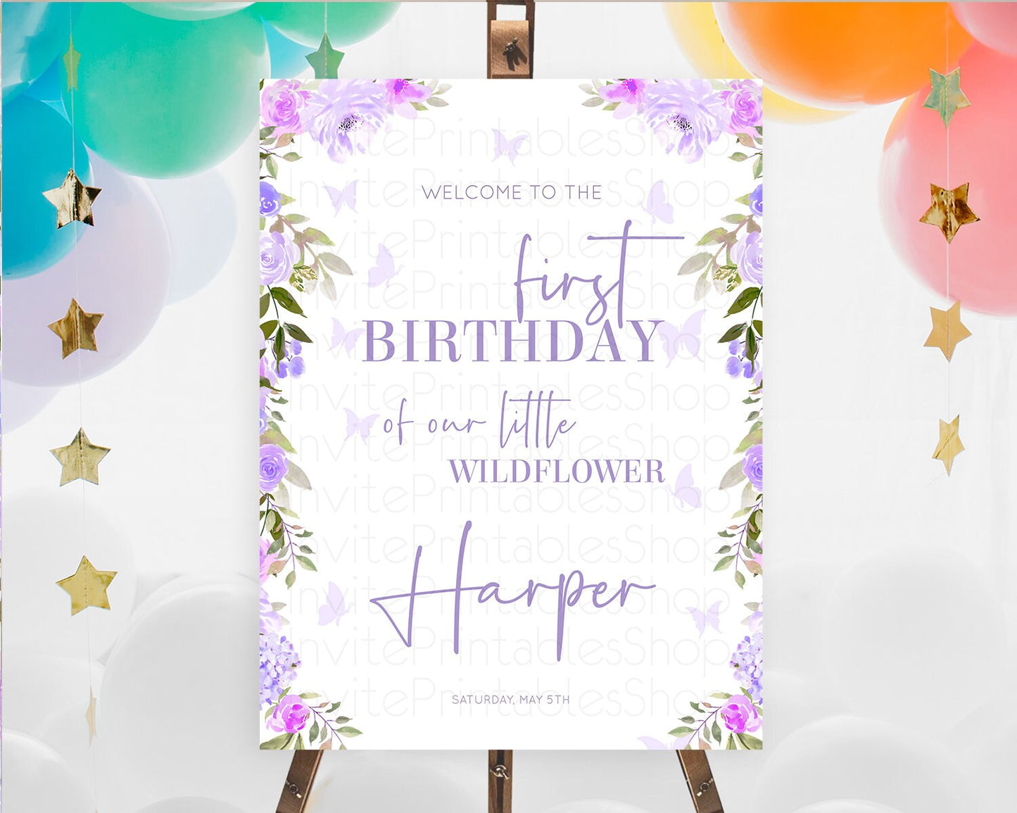 Secret Garden Welcome Sign Wildflower Welcome Board Pastel Flower Garden Welcome Poster Boho Wildflower First Birthday Welcome Sign D10719