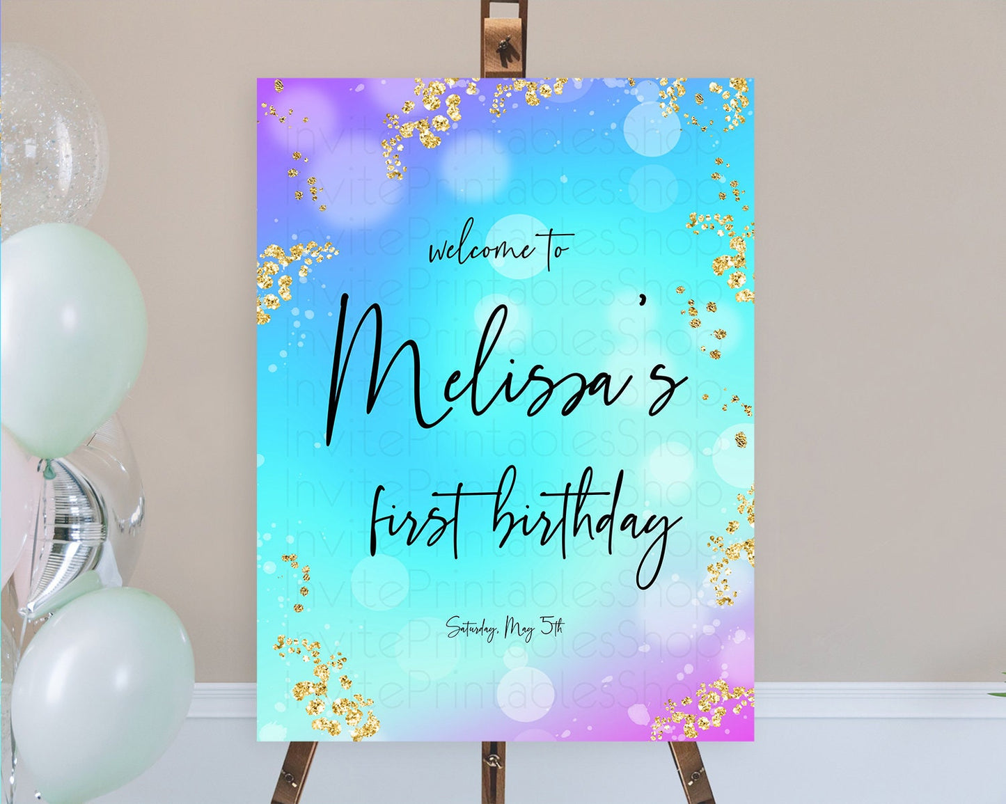 Mermaid Welcome Sign Mermaid Welcome Board Rainbow Fish Under The Sea Colorful Pastel Pool Party Mermaid First Birthday Welcome Sign D10573