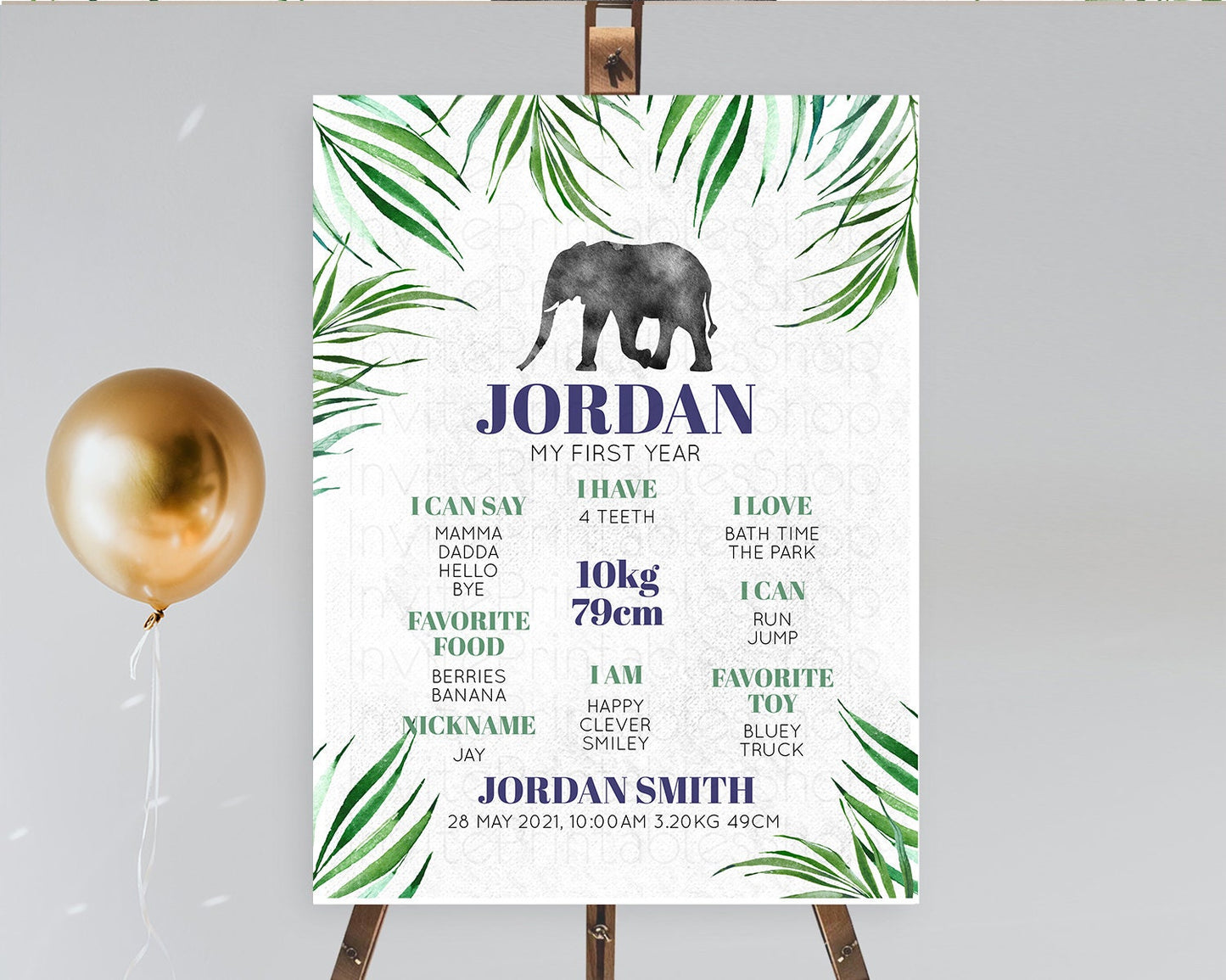 Elephant First Birthday Milestone Board Elephant Milestone Poster One Wild Year Safari Adventure Elephant Zoo Birthday Welcome Sign D10842