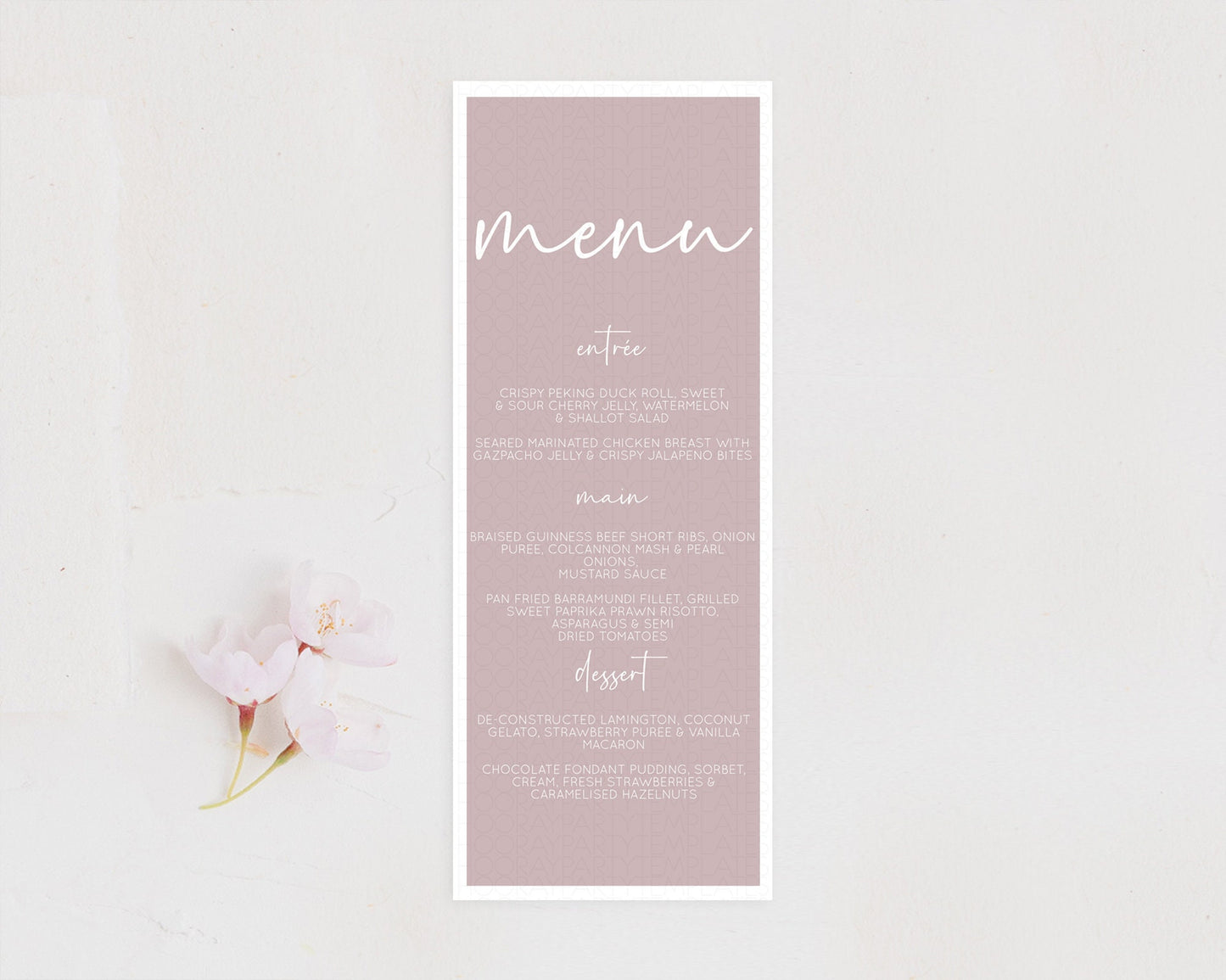 Pink Menu Pastel Pink Menu Template Pink Minimalist Table Decor Modern Pink Menu Simple Pink Dinner Dessert Menu Party Food Menu D10936