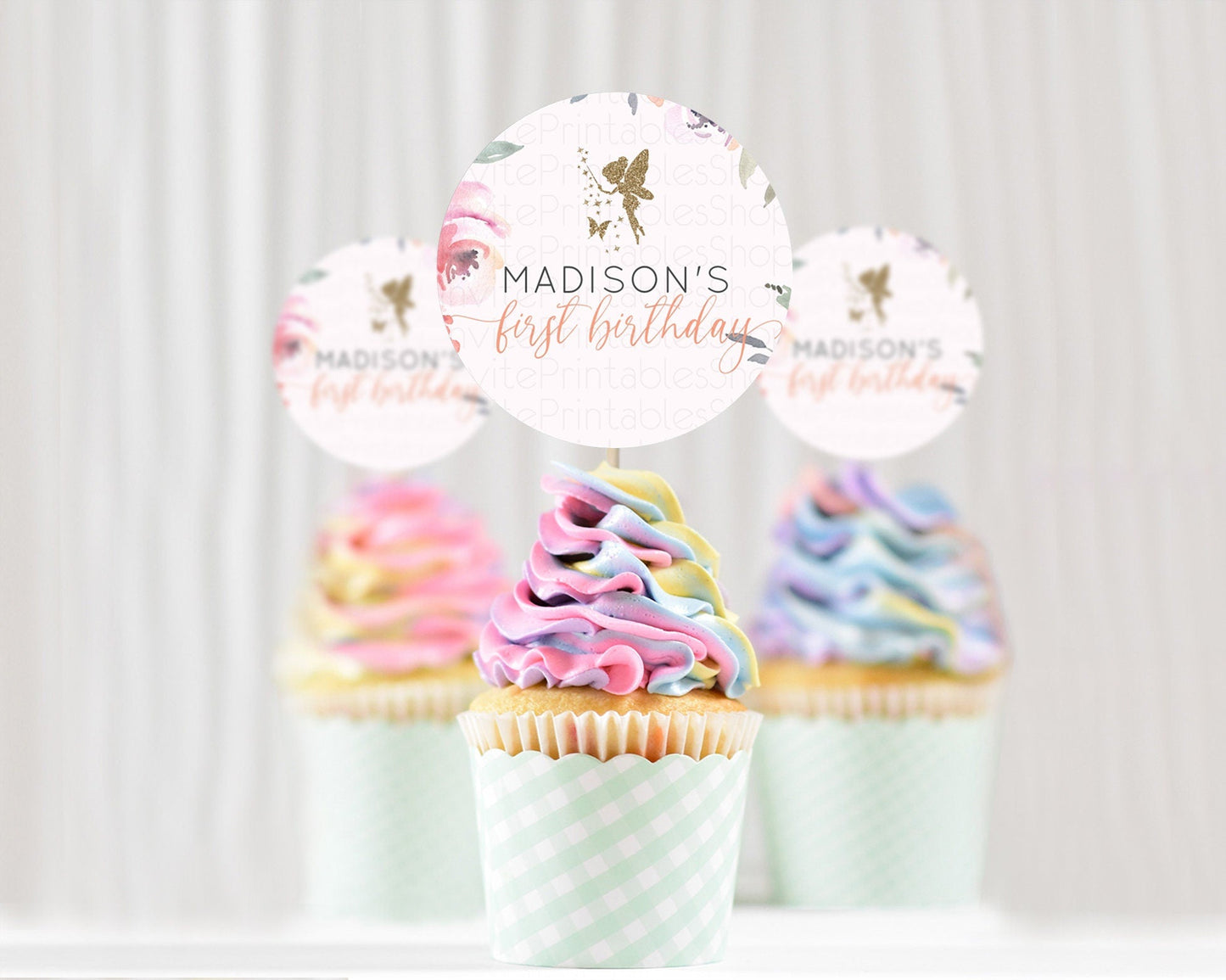 Fairy Cupcake Toppers Pastel Fairy Cupcake Toppers Fairy Floral Garden Cupcake Topper Enchanted Garden Floral Butterfly Party Decor D10197