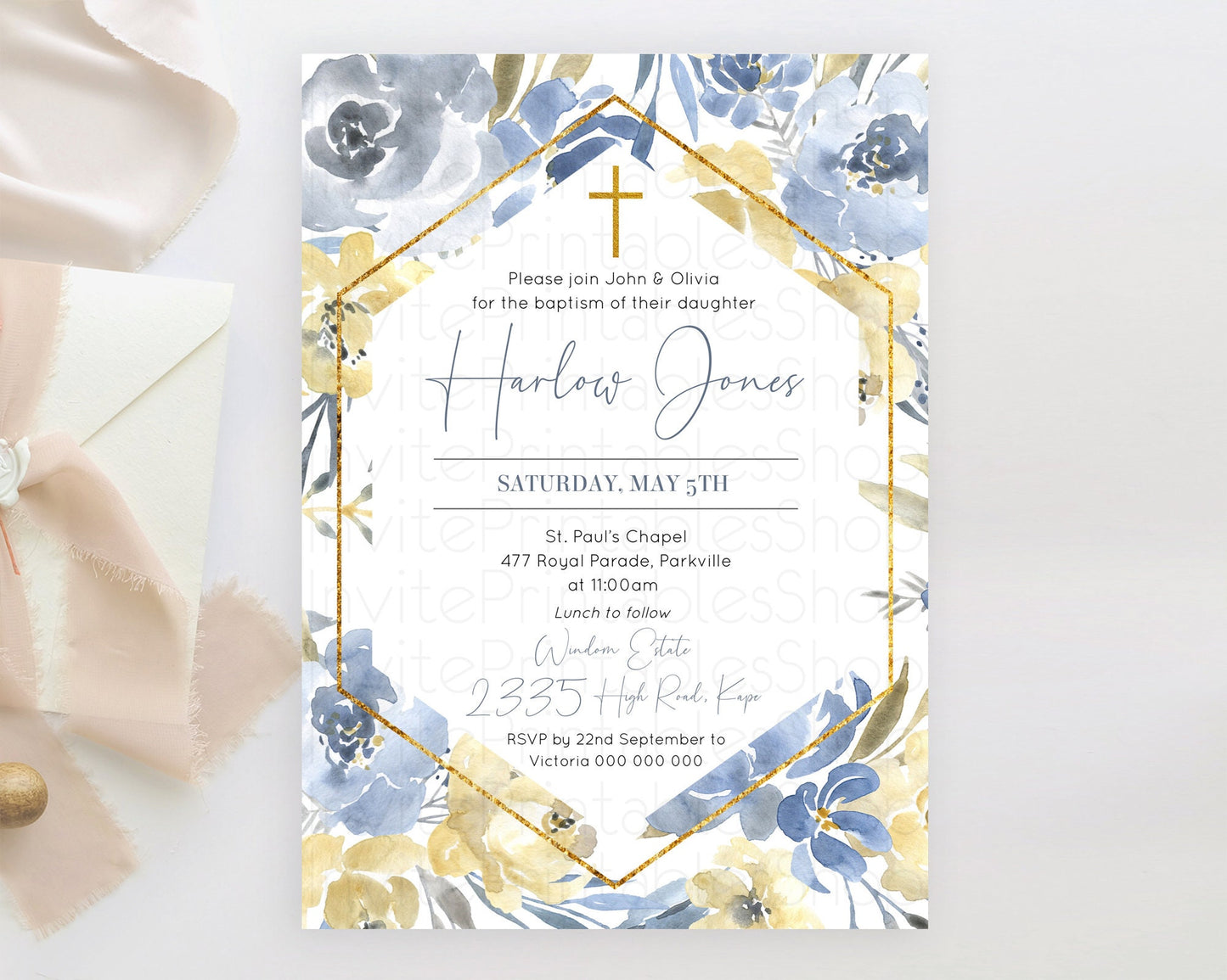 Secret Garden Baptism Invitation Wildflower Baptism Birthday Invite Pastel Flowers Christening Invite Enchanted Garden Boho Floral  D10782