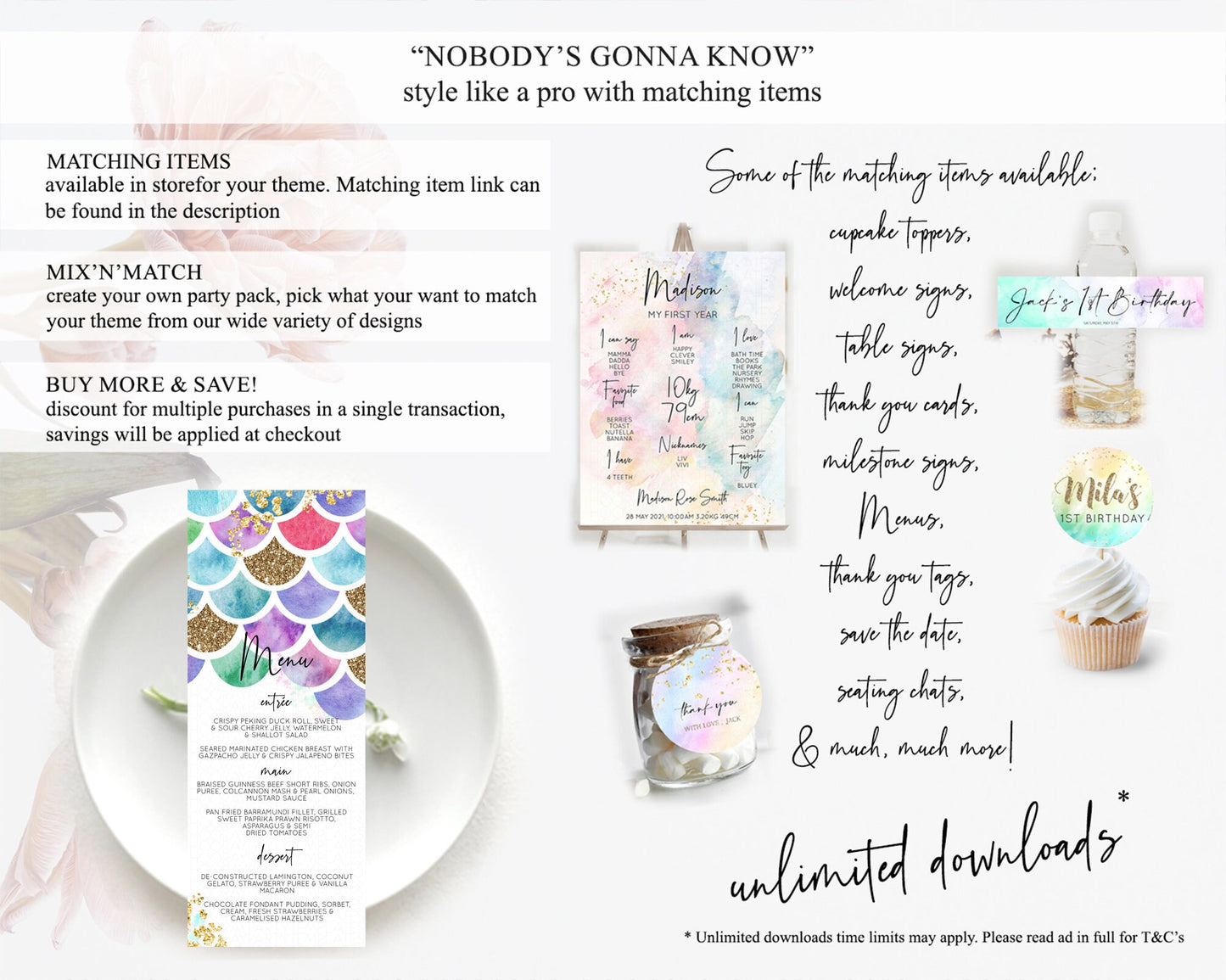 Rainbow Fish Menu Template Rainbow Fish Menu Watercolor Mermaid Décor Rainbow Under Sea Pastel Dinner Dessert Menu Rainbow Food Menu D10581