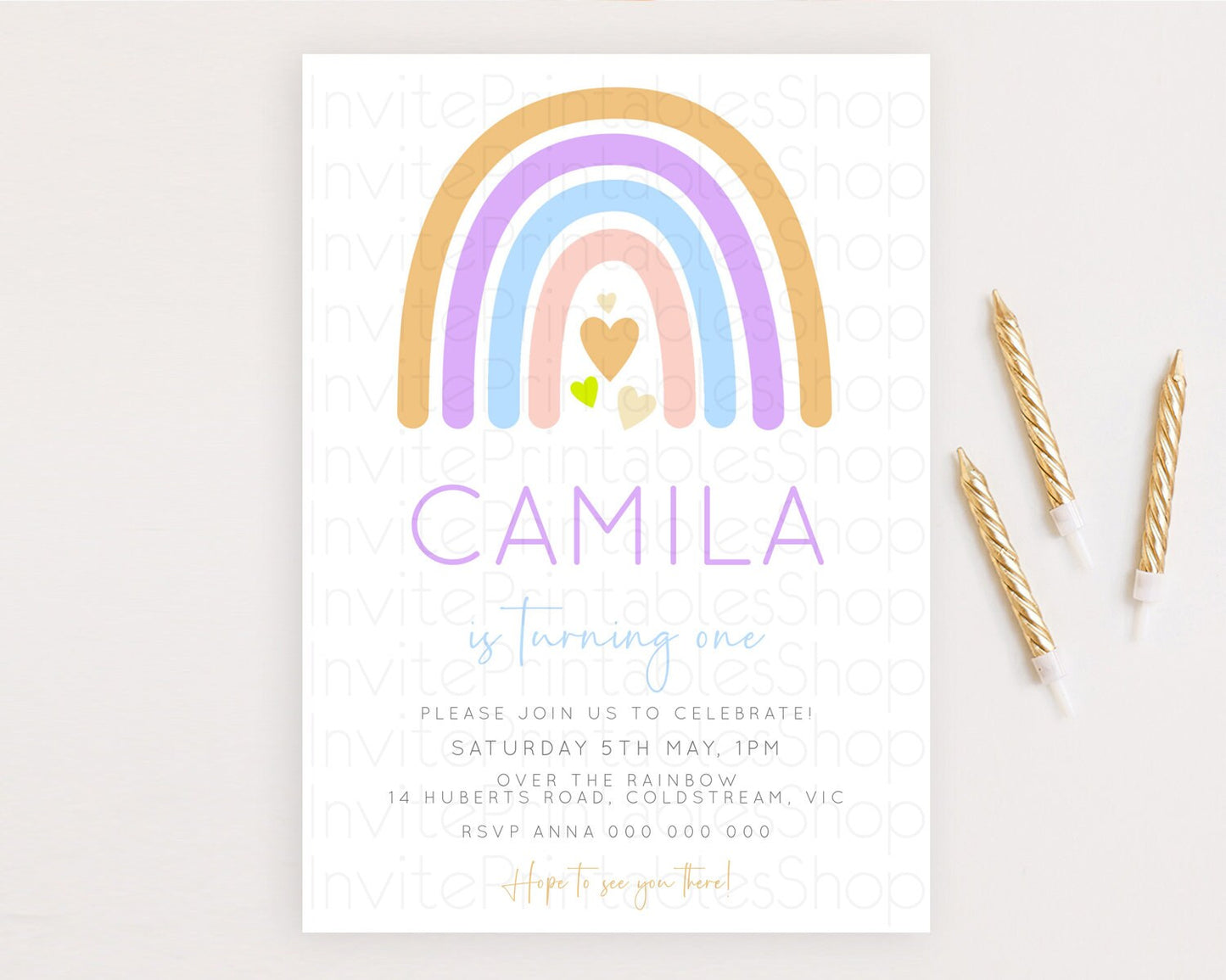 Pastel Rainbow Birthday Invitation Pastel Rainbow Invitation Rainbow Invitation Pastel Invitation Boho Rainbow 1st First Birthday D10238