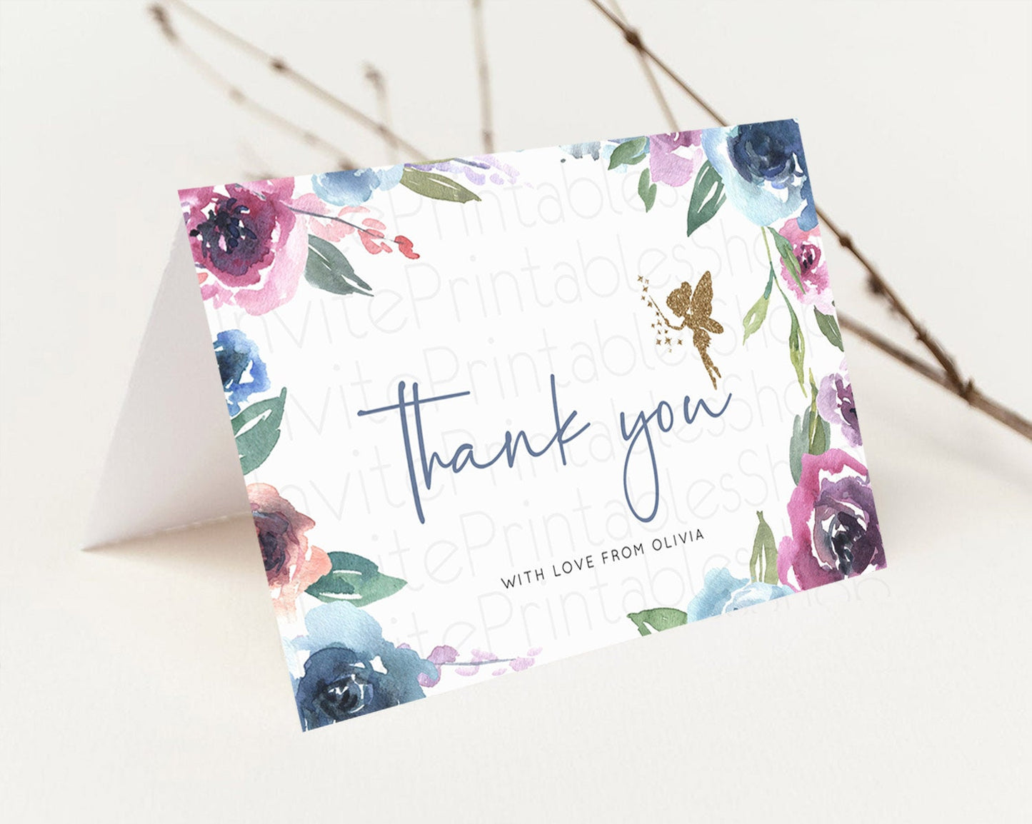 Fairy Thank You Fairy Thank You Card Enchanted Garden Pastel Butterfly Birthday Thank You Floral Secret Garden Teacher Thank You D10188