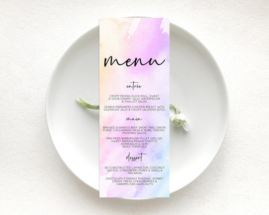 Editable Pastel Menu Pastel Rainbow Menu Template Colorful Pastel Table Deco