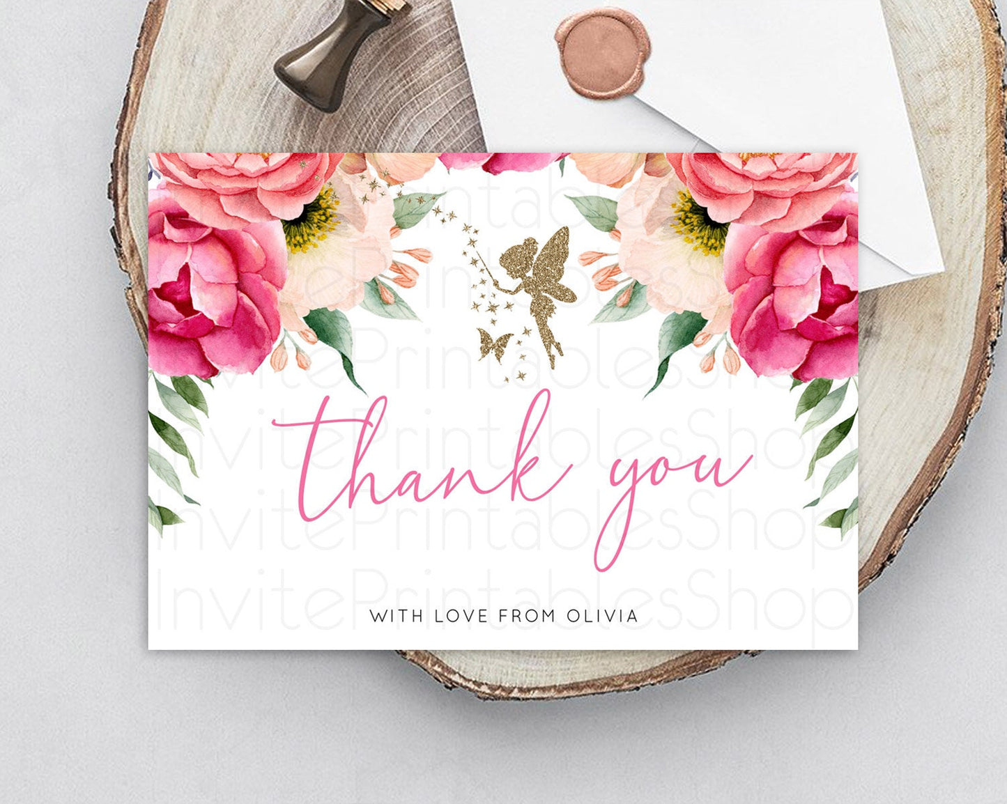 Fairy Thank You Fairy Thank You Card Enchanted Garden Pastel Butterfly Birthday Thank You Floral Secret Garden Teacher Thank You D10883