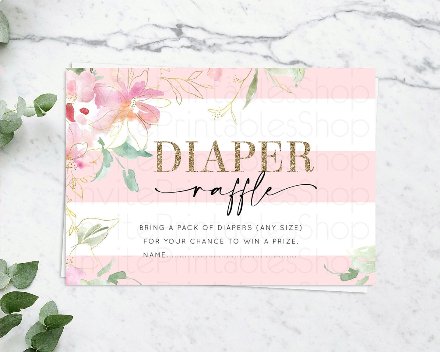 Secret Garden Diaper Raffle Card Boho Wildflower Diaper Raffle Insert Pastel Flower Garden Baby Shower Card Flower Raffle Game D10301