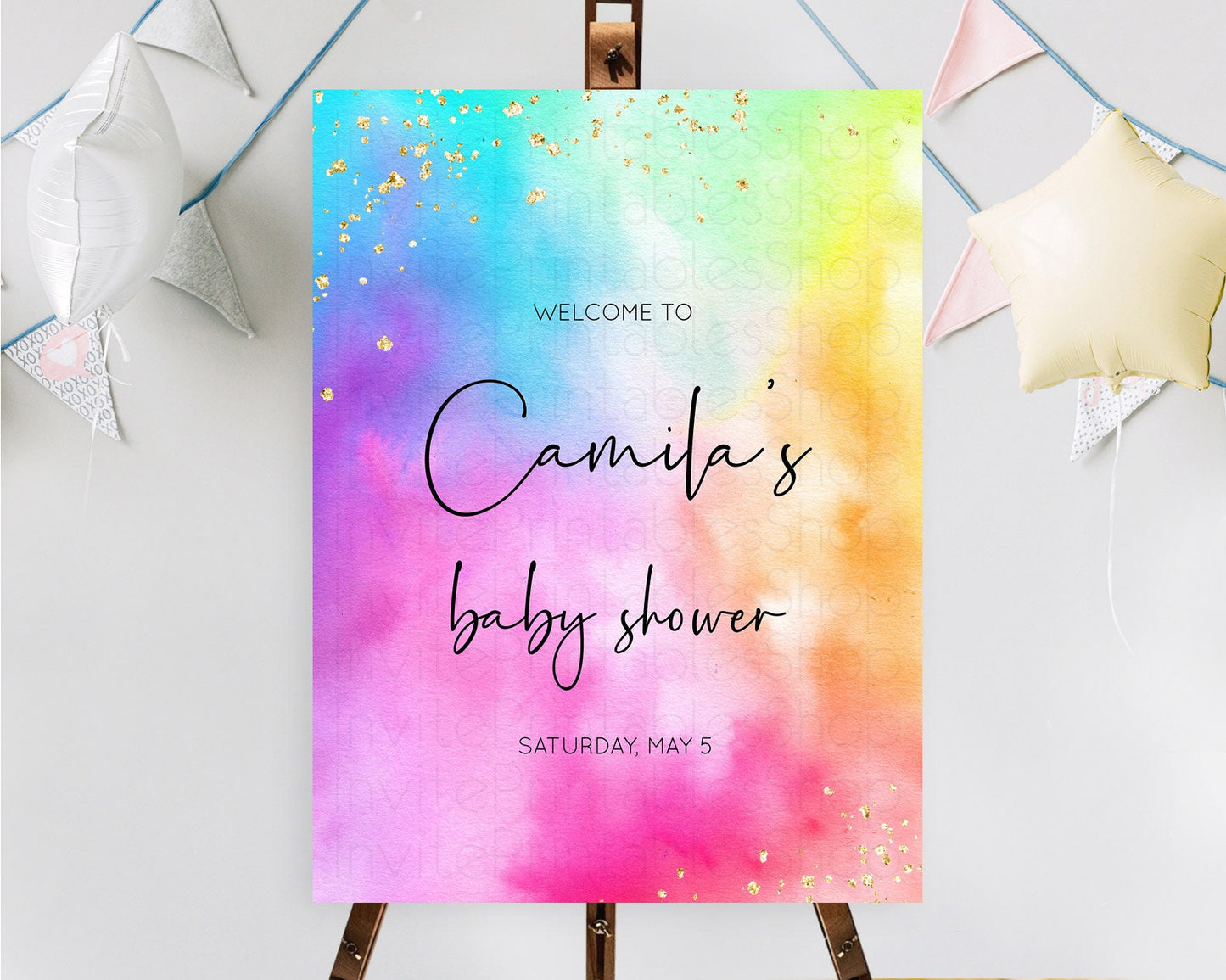 Tie Dye Baby Shower Welcome Board Rainbow Tie Dye Welcome Sign Pastel Welcome Poster Colorful Pastel Welcome Rainbow Tie Dye Sign D10456