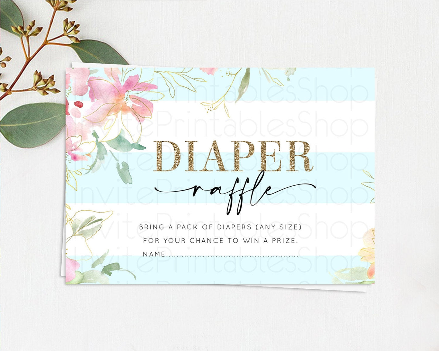 Secret Garden Diaper Raffle Card Boho Wildflower Diaper Raffle Insert Pastel Flower Garden Baby Shower Card Flower Raffle Game D10304