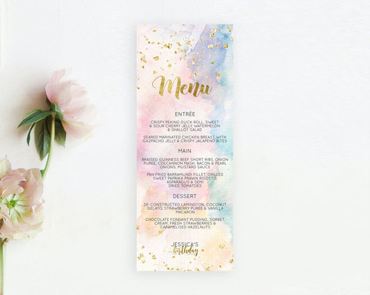 Editable Pastel Menu Pastel Rainbow Menu Template Colorful Pastel Table Deco