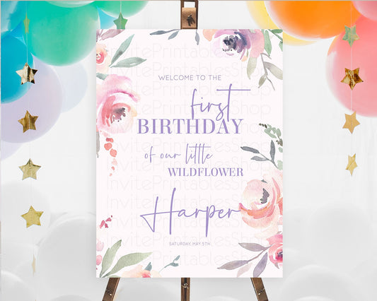 Editable Secret Garden Welcome Sign Wildflower Welcome Board Pastel Flower G
