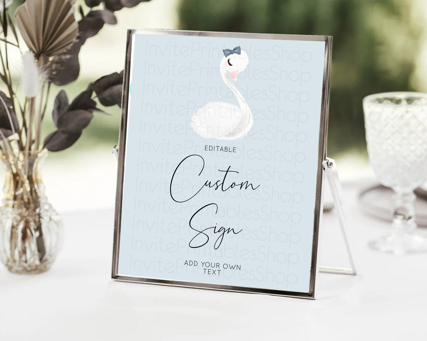 Swan Table Sign Decor Swan Princess Ballet Party Enchanted Swan Lake Secret Garden Pastel Floral 1st Birthday Baptism Baby Shower D10760