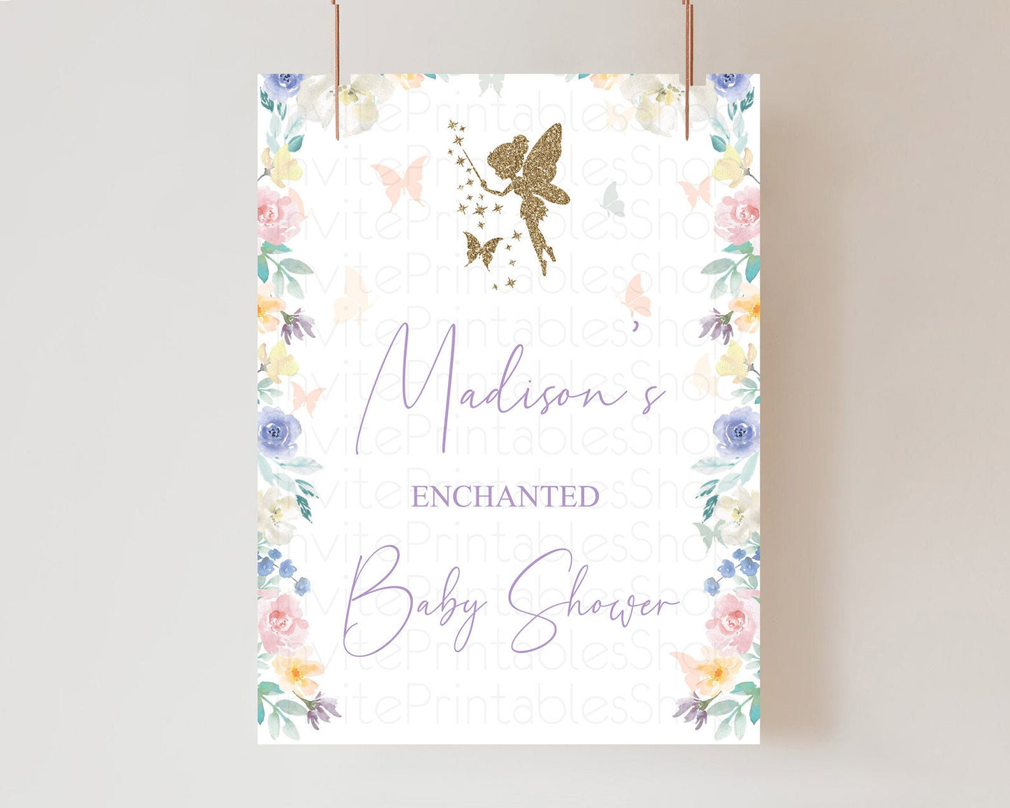 Fairy Baby Shower Welcome Sign Fairy Welcome Board Enchanted Garden Pastel Floral Butterfly Décor Secret Garden Fairy Welcome Sign D10761