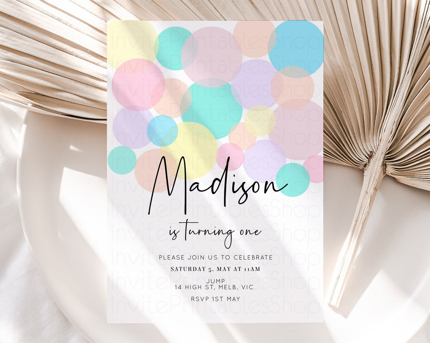 Rainbow Birthday Invitation Pastel Birthday Invitation Rainbow Confetti Invite Colorful Bubbles Invitation Rainbow Sprinkles 1st 2nd 3rd 208