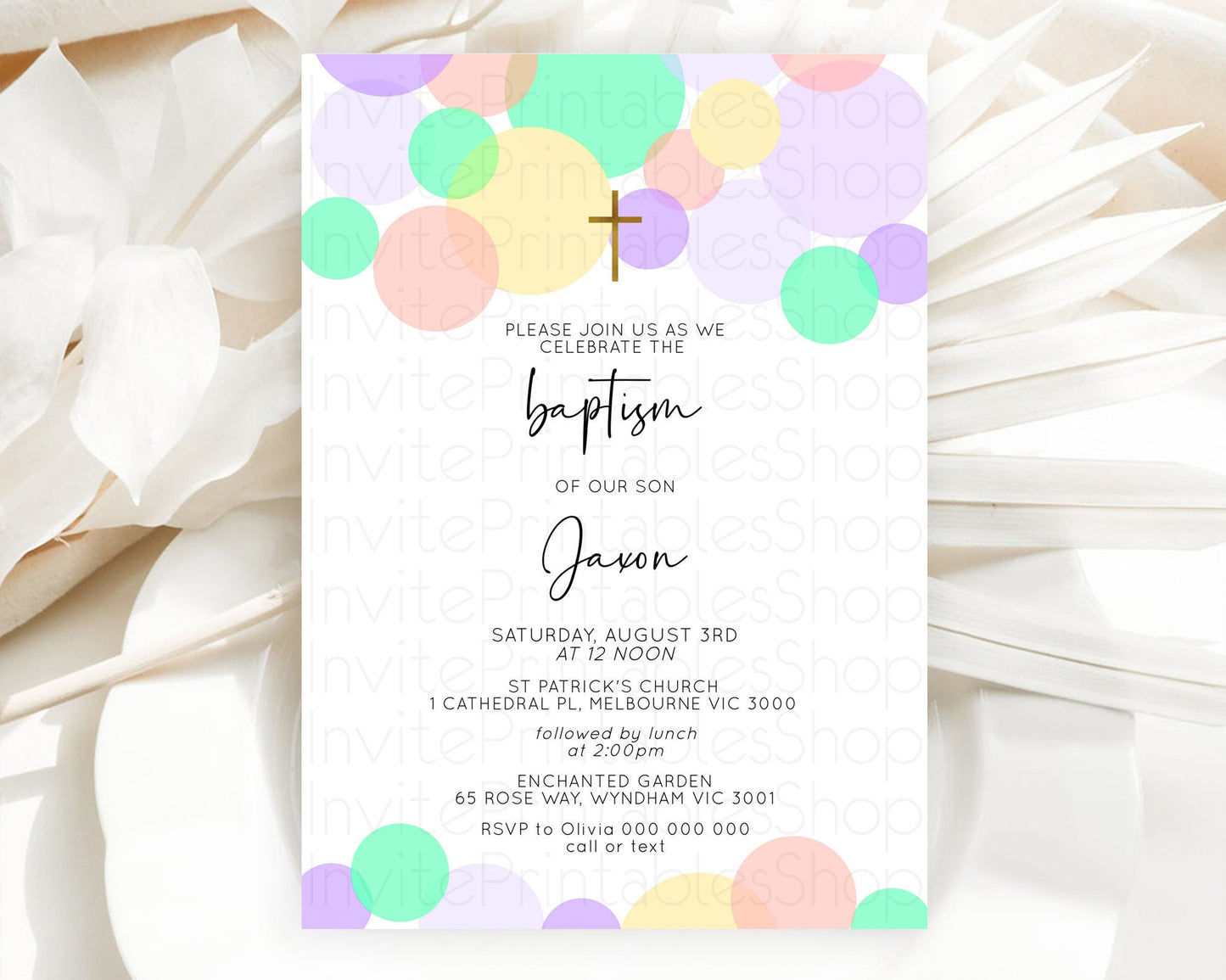 Pastel Baptism Invitation Pastel Confetti Baptism 1st Birthday Invitation Colorful Rainbow Confetti Bubbles Christening Invitation  D10380