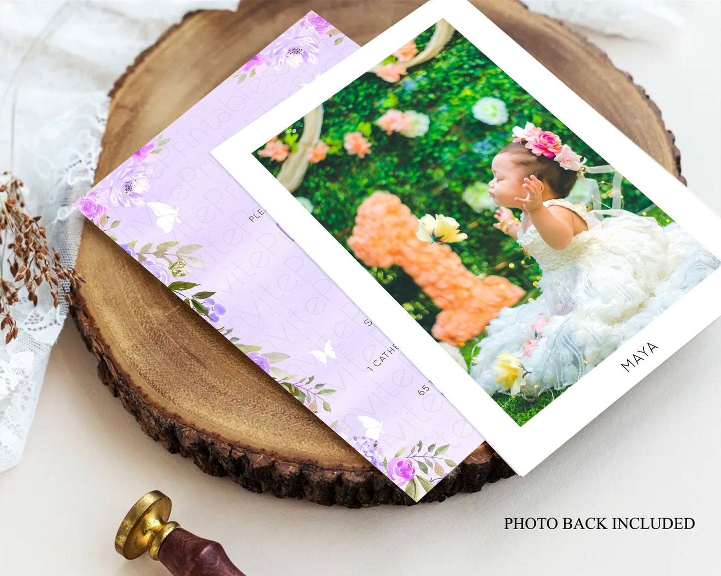 Secret Garden Baptism Invitation Wildflower Baptism Birthday Invite Pastel Flowers Christening Invite Enchanted Garden Boho Floral D10719