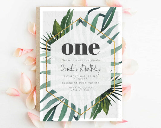 Tropical Invitation Tropical Birthday Invitation Tropical Floral Invitation Palm Leaf Fern Invite Frangipani White Orchid Invitation D11045