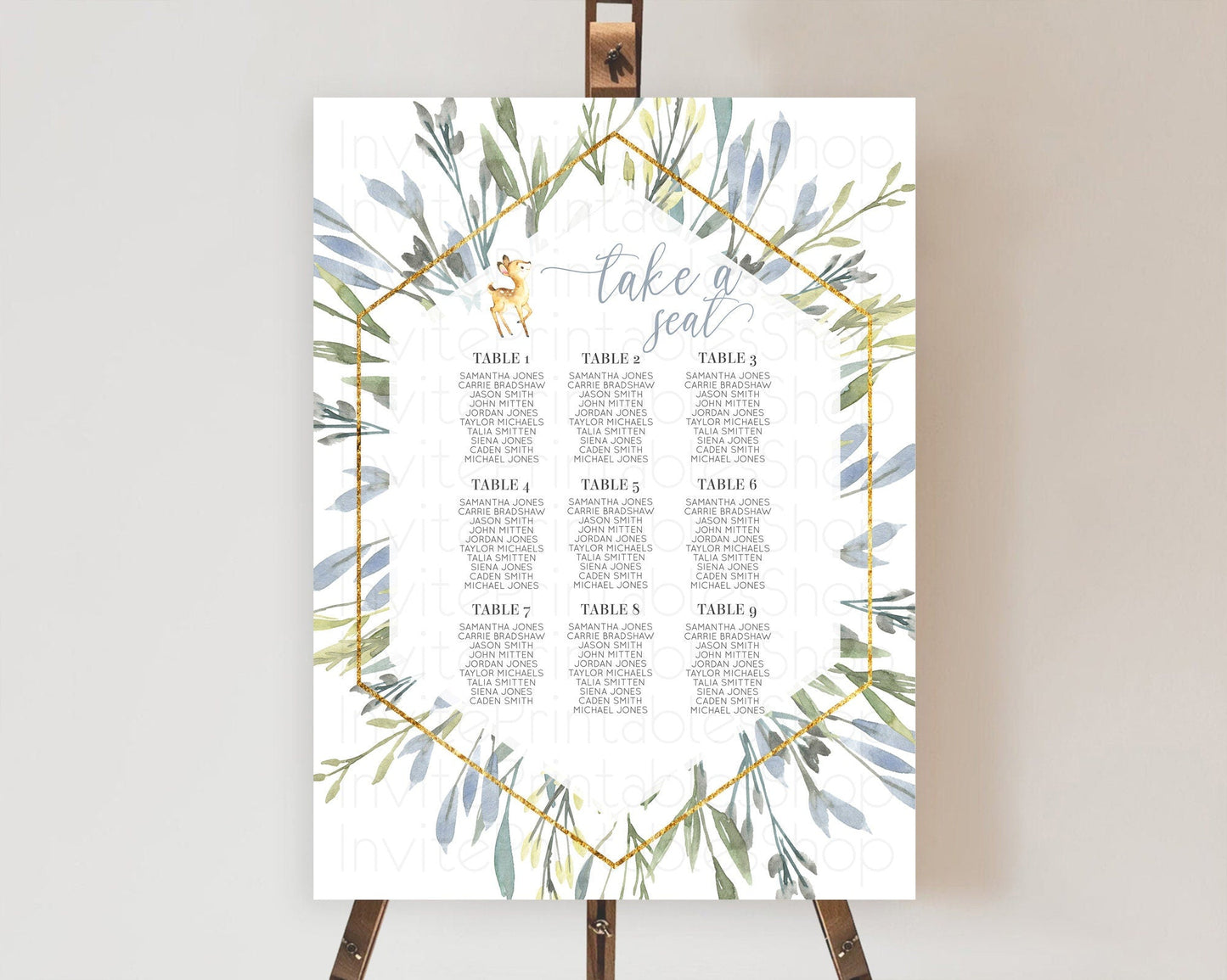 Fawn Seating Chart Deer Seating Chart Enchanted Forest Party Butterfly Pastel Flowers Whimsical Seating Chart Woodland Seating Sign D10400