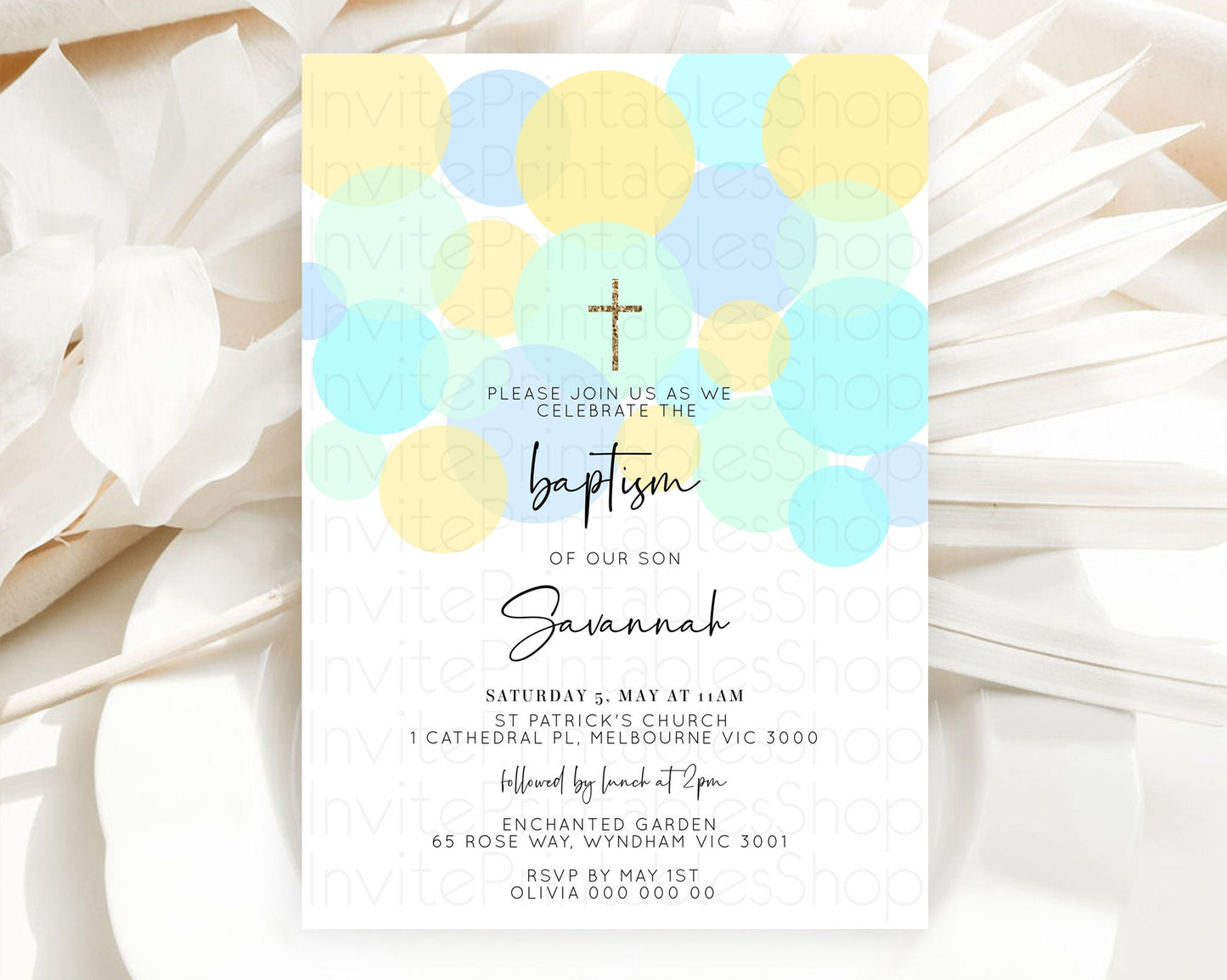 Editable Pastel Baptism Invitation Pastel Confetti Baptism 1st Birthday Invi