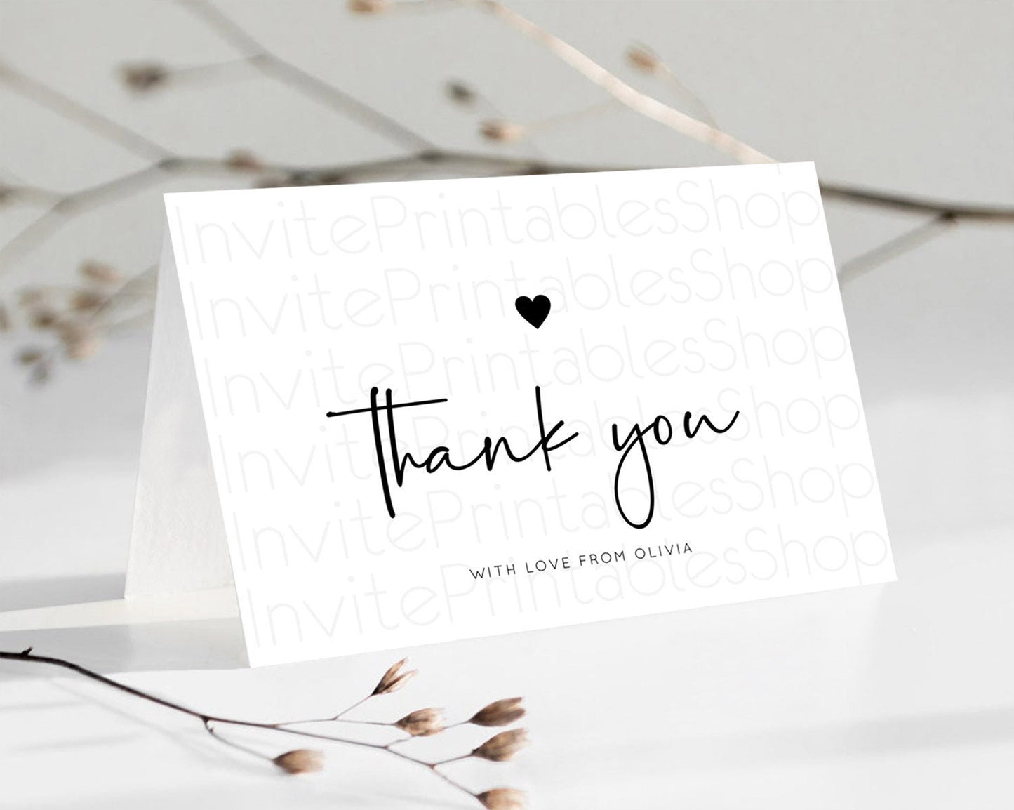 Editable Minimalist Thank You White Thank You Card Minimal Birthday Thank Yo