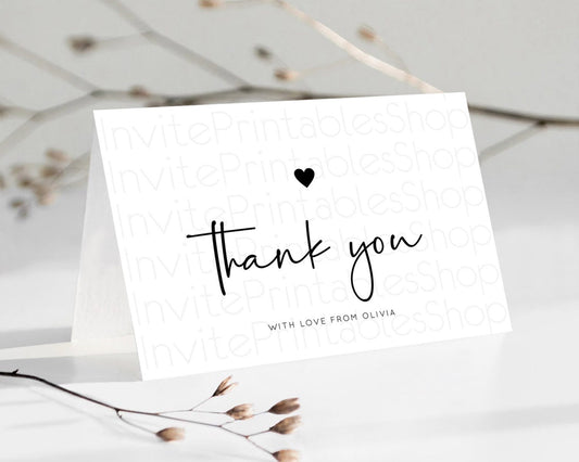 Editable Minimalist Thank You White Thank You Card Minimal Birthday Thank Yo