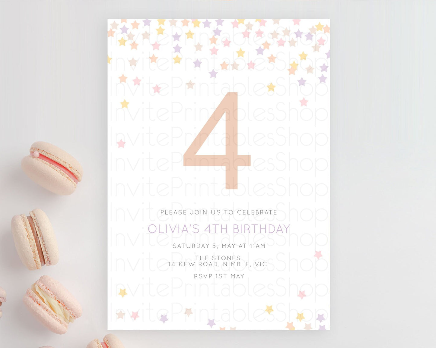 Star Birthday Invitation Pastel Stars Invite Shooting Star Party Rainbow Colorful Confetti Twinkle Little Star 2nd First Birthday D10810